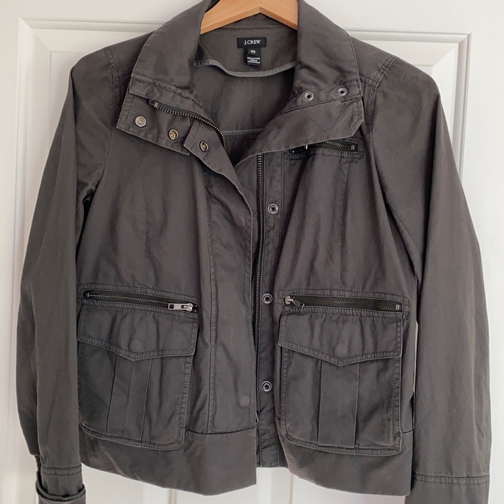 J Crew Jacket. Size X-small. Zip and snap front.